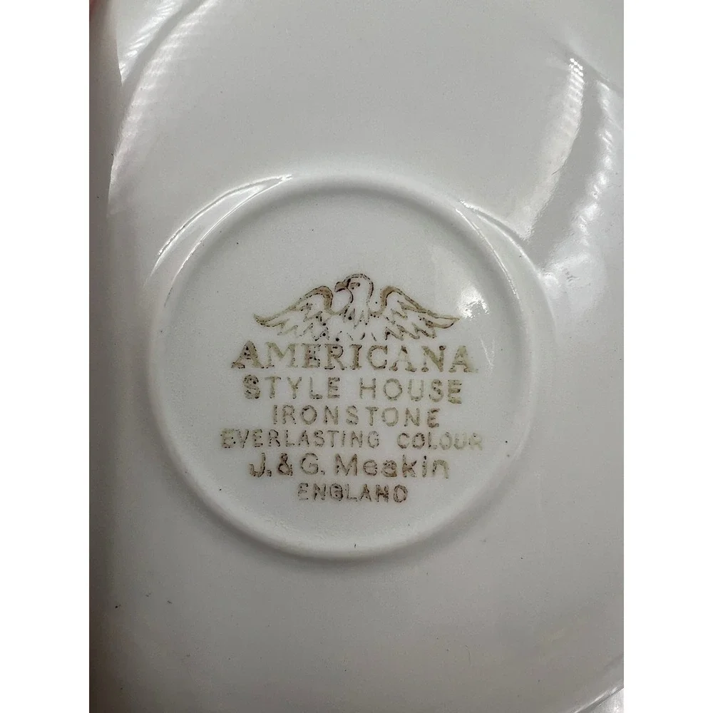 J&G Meakin Americana Style House Brown Transferware Ironstone Saucers Set of 2